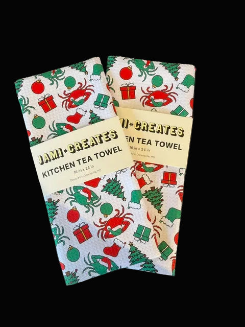 Red & Green Crab Holiday Kitchen Towel