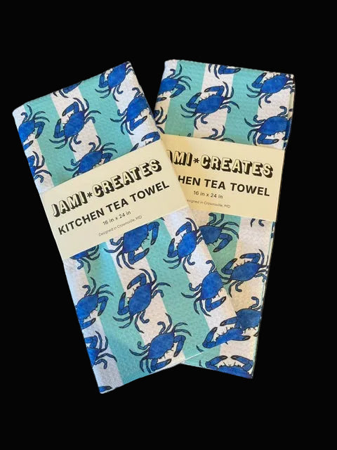 Striped Blue Crab Kitchen Towel