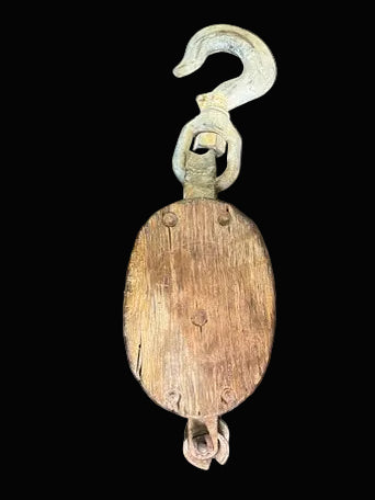#Antique Triple-Sheave Block & Tackle Pulley - Annapolis Maritime Antiques