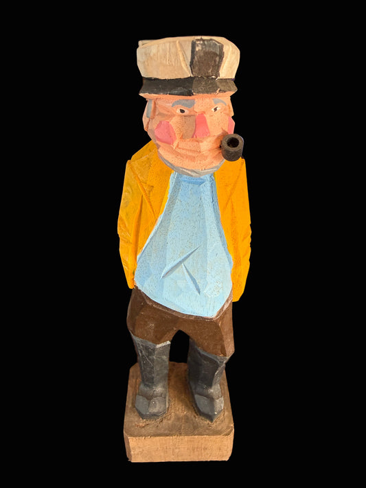 Hand-Carved Wooden Sailor Figurine — 8” Tall
