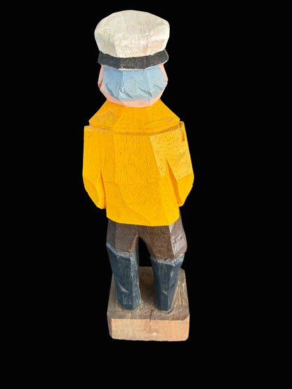 Hand-Carved Wooden Sailor Figurine — 8” Tall - Annapolis Maritime Antiques