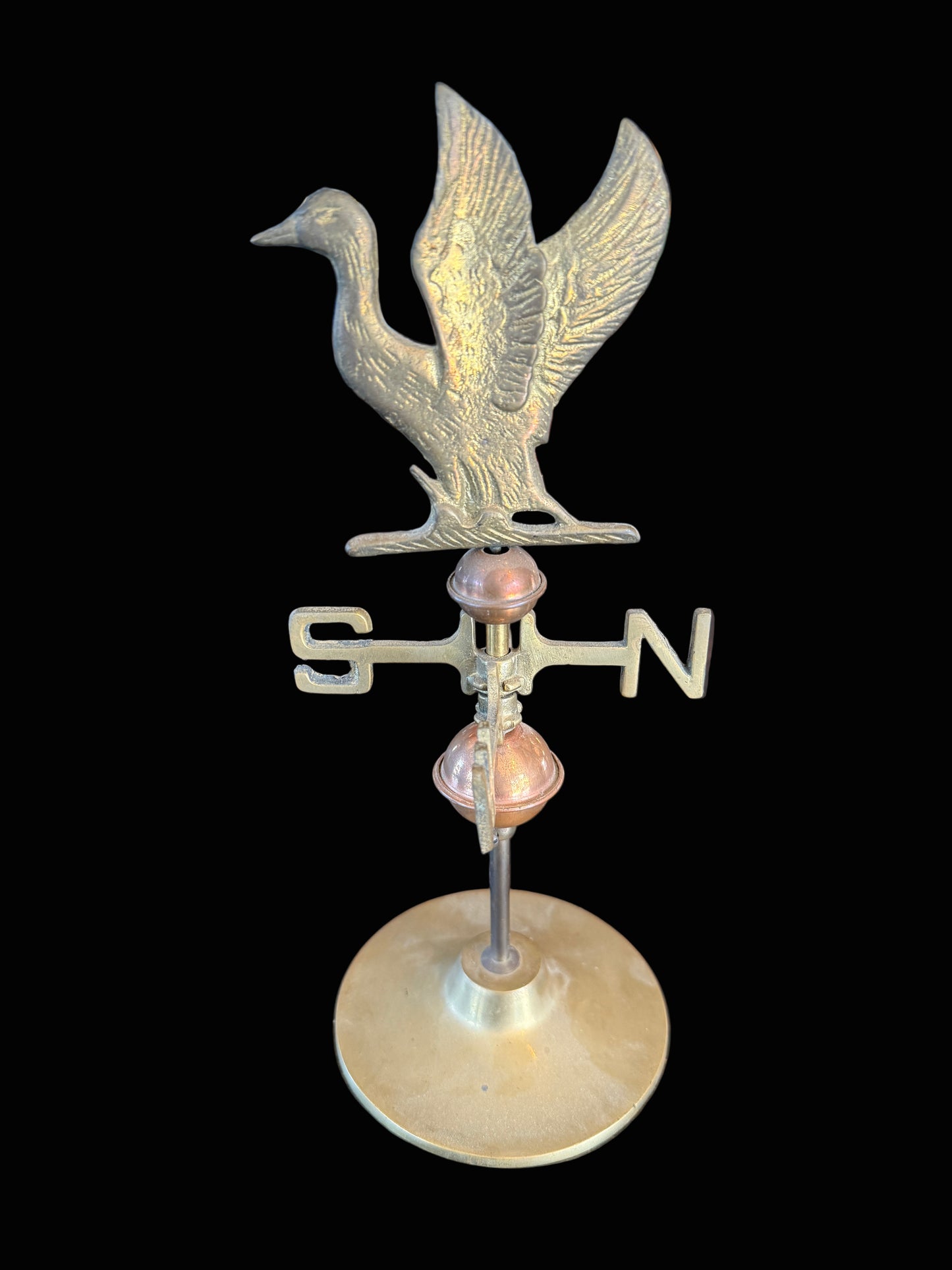 Vintage Cast Metal Duck Weathervane on Stand