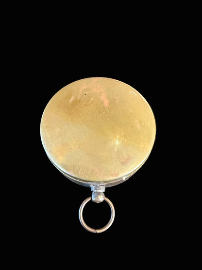 Vintage Brass Pocket Compass with Inscribed Lid