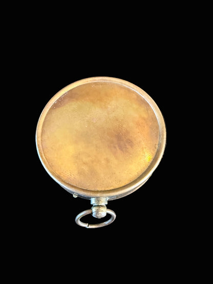 Vintage Brass Pocket Compass with Inscribed Lid