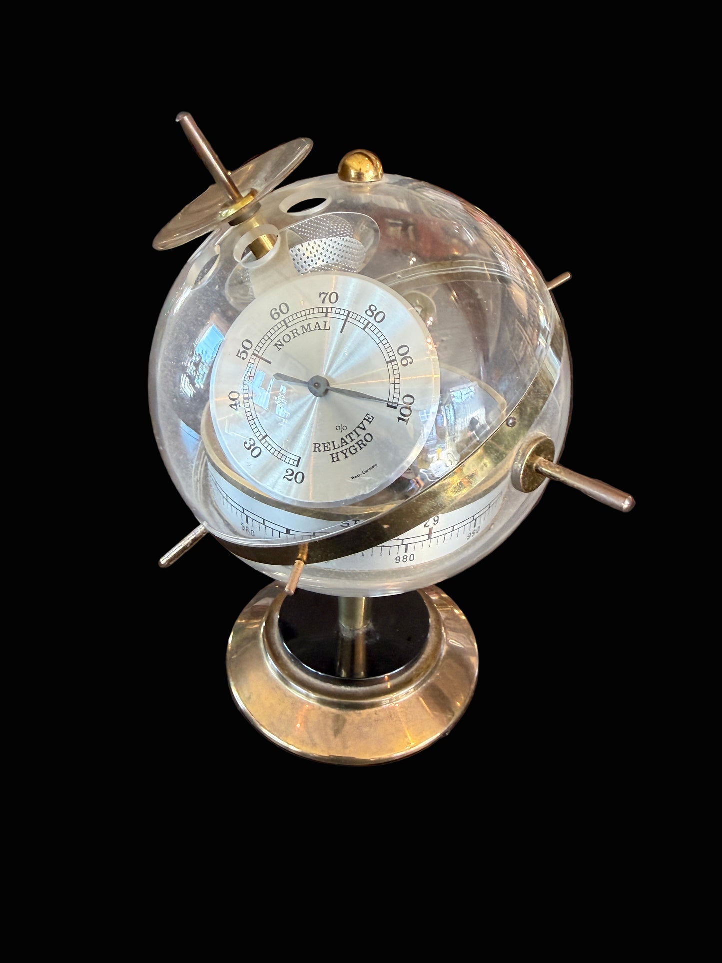 Vintage German Weather Station Globe – Barometer, Thermometer & Hygrometer