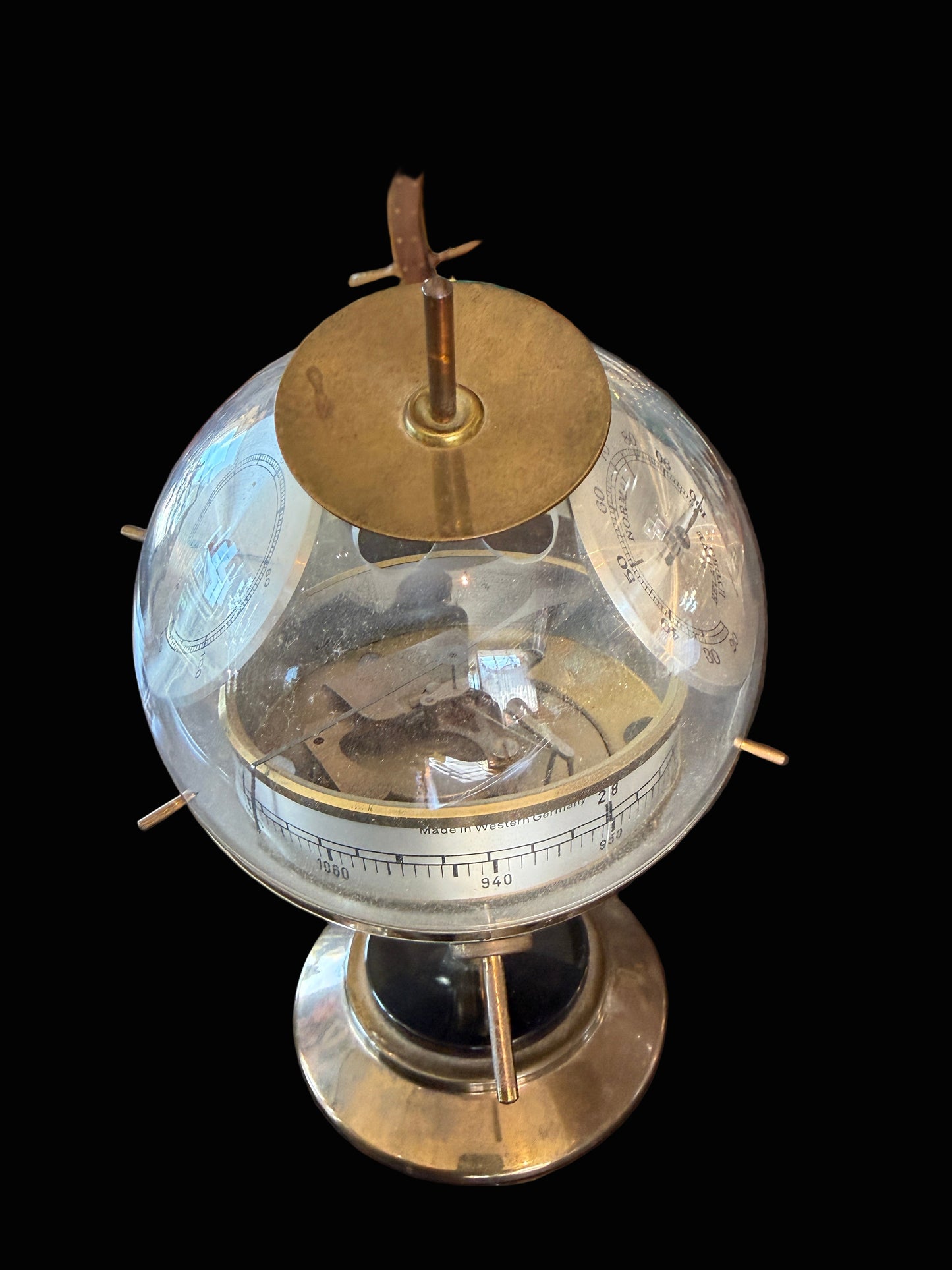 Vintage German Weather Station Globe – Barometer, Thermometer & Hygrometer