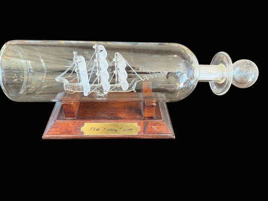 Glass Ship in a Bottle – 18th Century Corvette