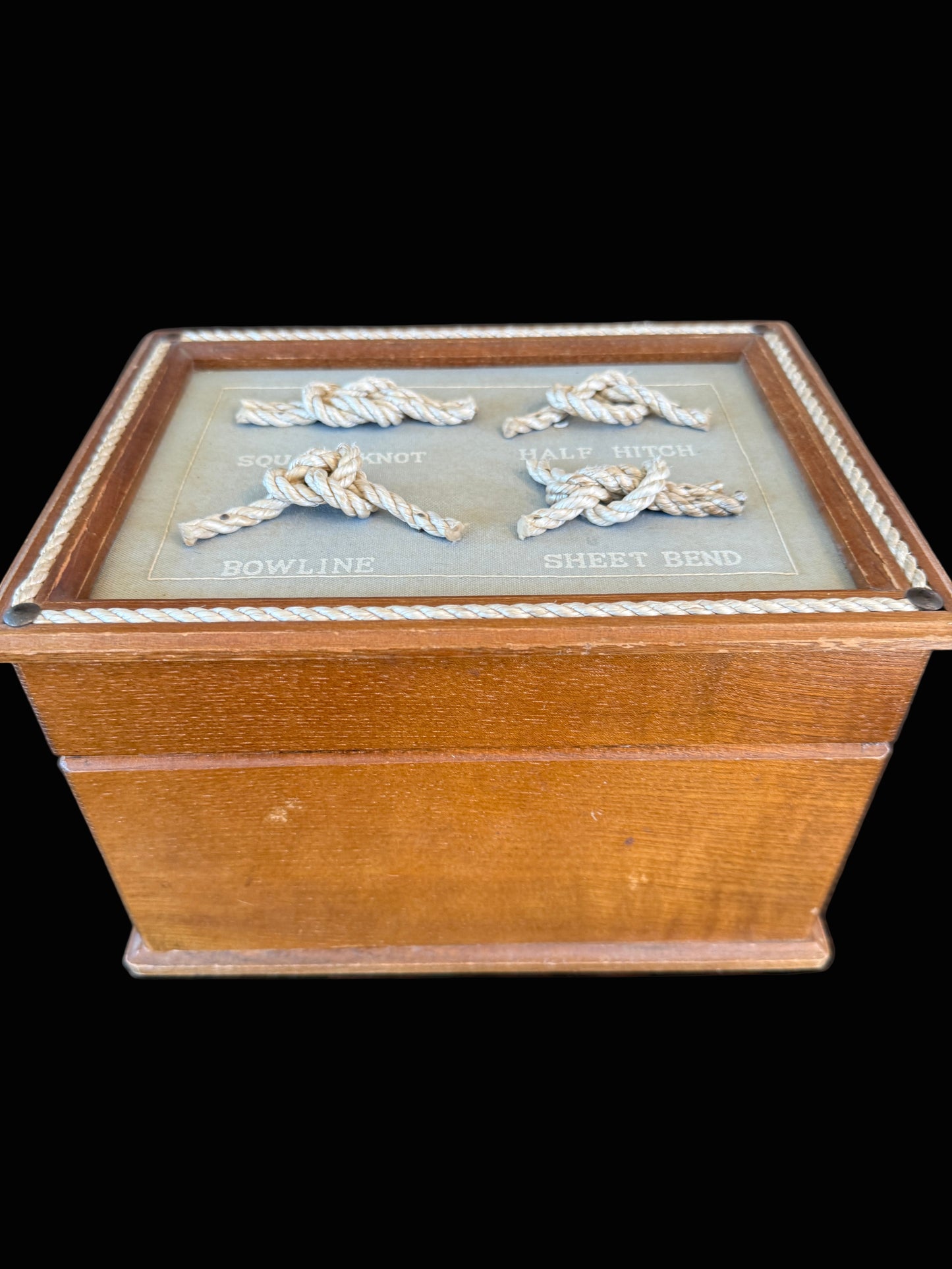Vintage Nautical Knot Decanter Set in Wooden Box