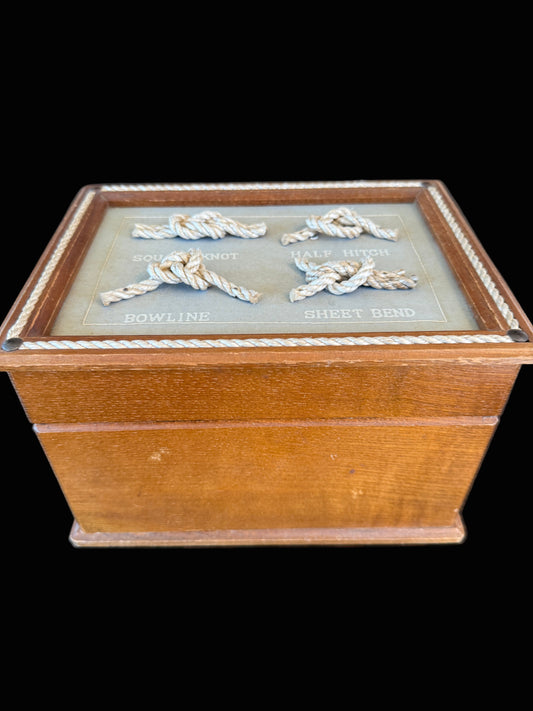 Vintage Nautical Knot Decanter Set in Wooden Box