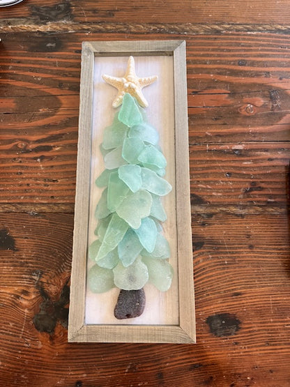Sea Glass Christmas Tree Plaque