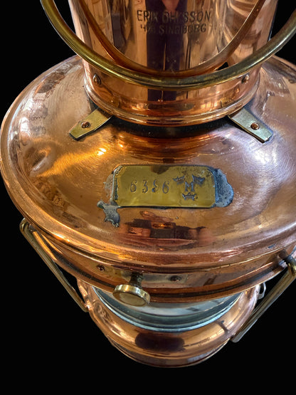 Vintage Copper Ship’s Lantern – Erik Ohlsson, Helsingborg – 18”