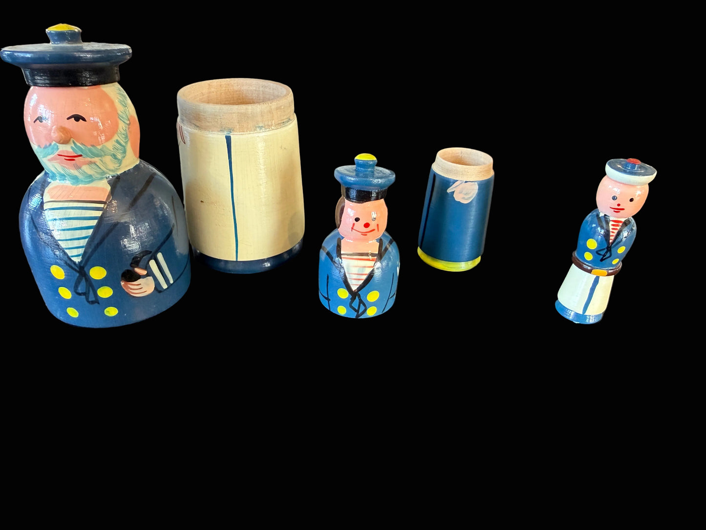 Wooden Nesting Dolls Nautical Theme