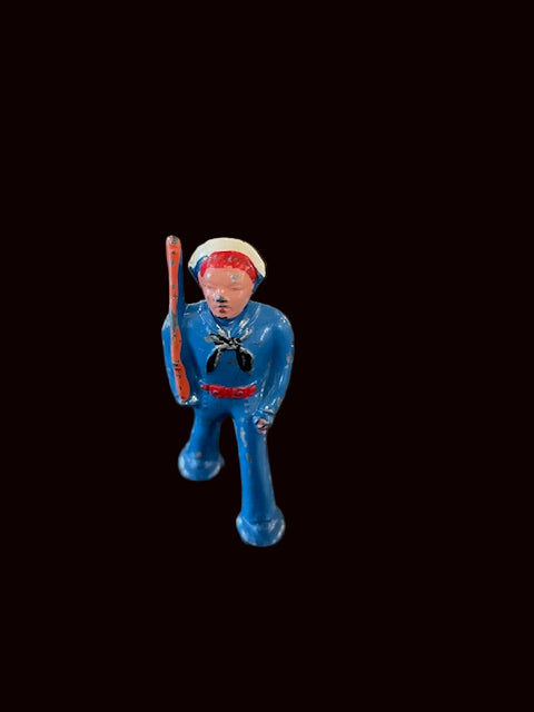 Barclay "pod foot" toy sailor figure - blue - Annapolis Maritime Antiques