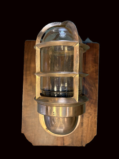 #Brass Passageway Bulkhead Ship Cage Light - Annapolis Maritime Antiques
