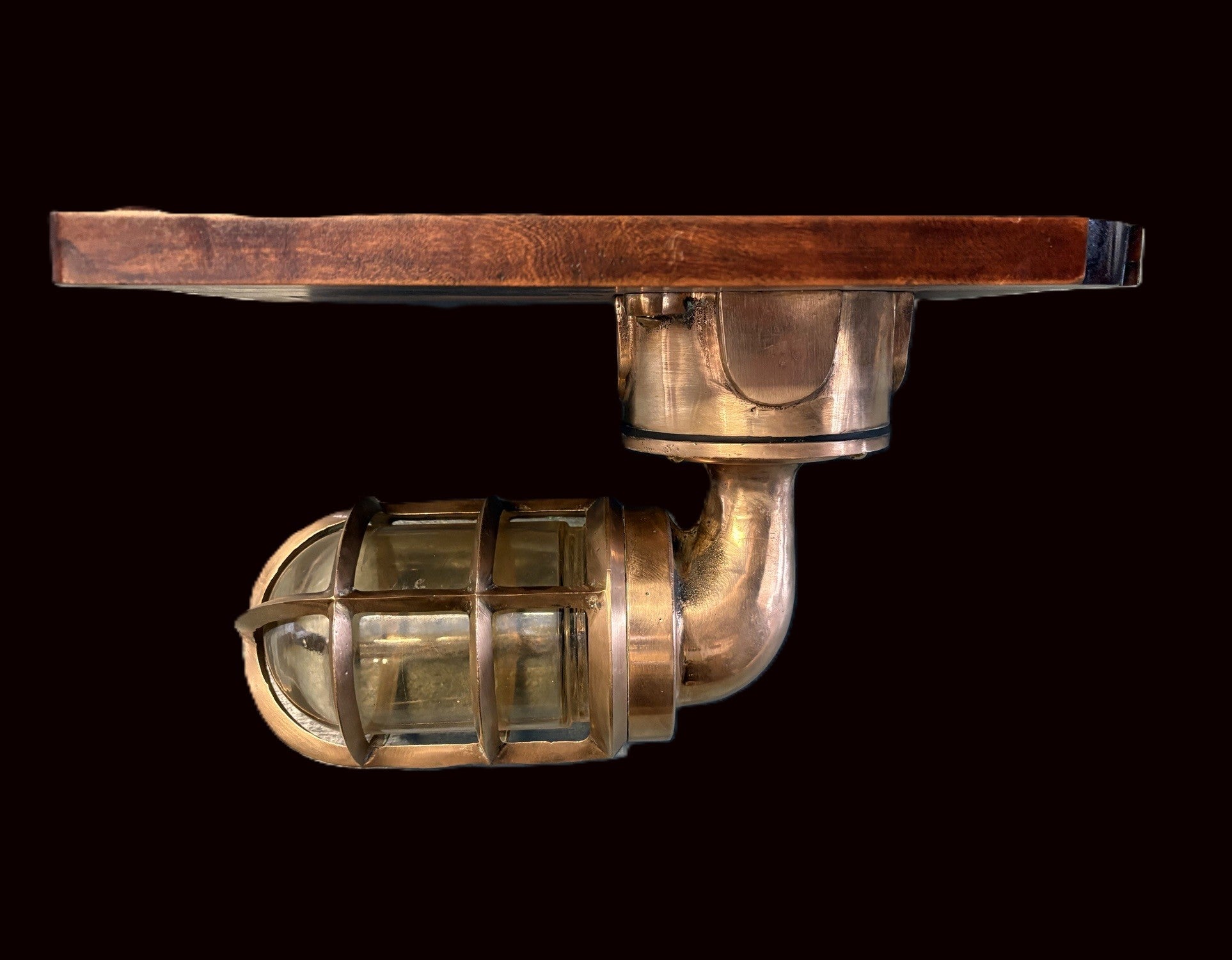 #Brass Passageway Bulkhead Ship Cage Light - Annapolis Maritime Antiques