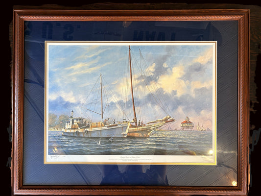 “Buying Oysters at Drum Point” signed and framed print - Annapolis Maritime Antiques