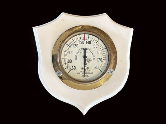 Busch-Sulzer Diesel Engine Thermometer – Jacket Water Discharge – Brass & Porcelain Mount