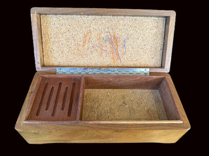 Wood Trinket Box/Music Box, Inlaid Soviet Airplane Motif