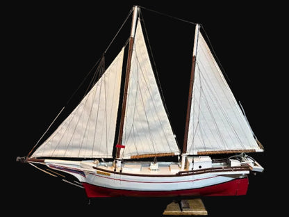 Handcrafted Wooden Schooner Model Ship “JOANNE B” – Nautical Maritime Décor - Annapolis Maritime Antiques