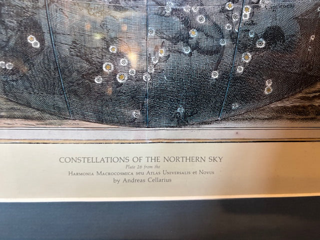 #Framed Andreas Cellarius Celestial Map Print – Constellations of the Northern Sky – Harmonia Macrocosmica Reproduction