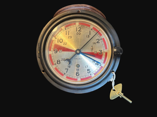 Chelsea Clock Co. Ship’s Bell Marine Clock Watch Dial Key-Wind – Original Key