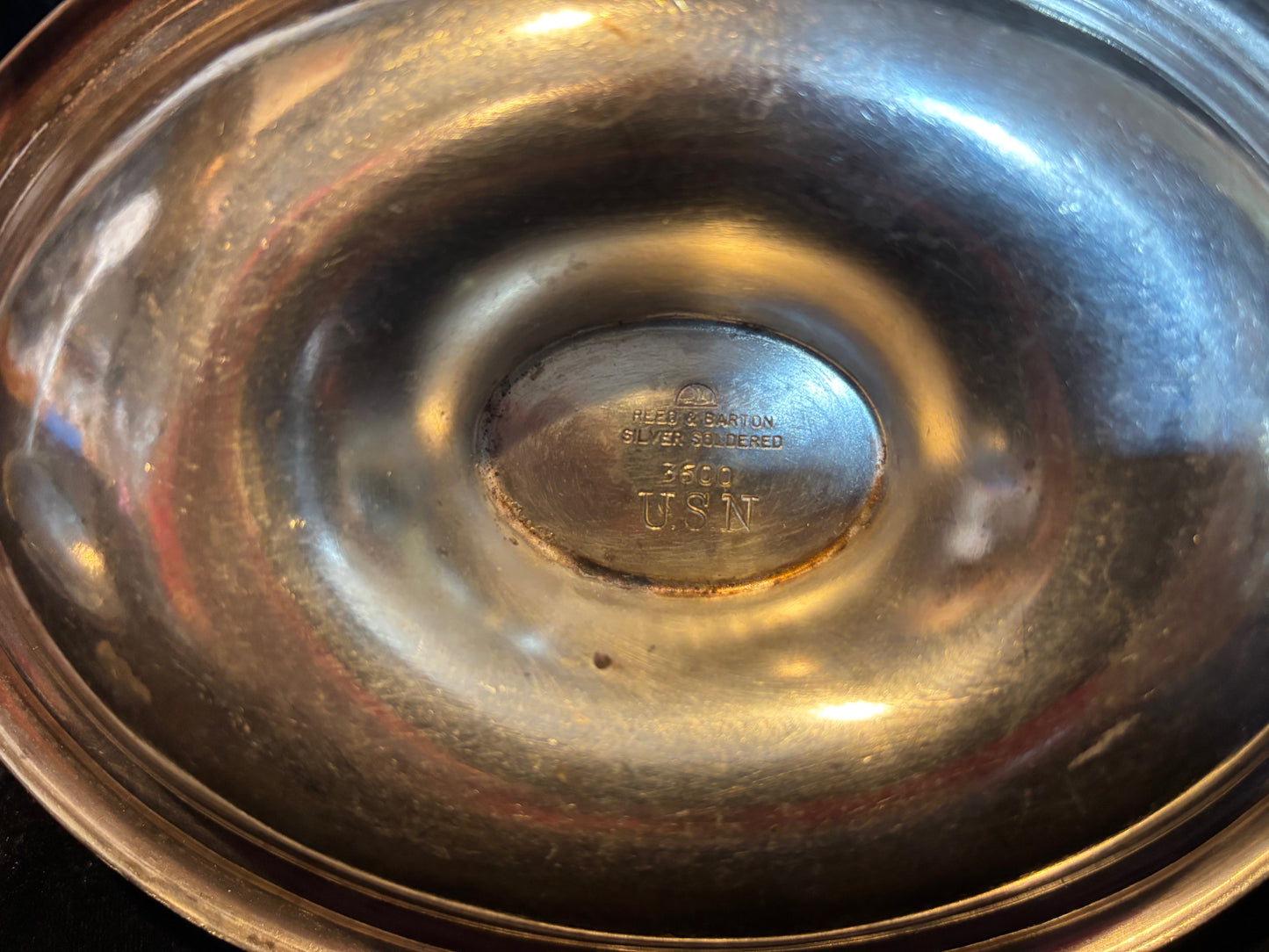 U.S. Navy Reed & Barton Silver Soldered Covered Serving Dish – Marked “USN”