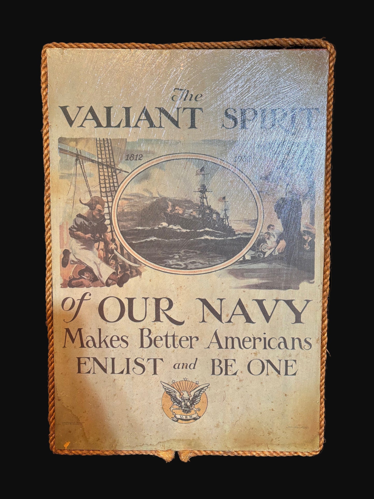 #U.S. Navy Recruitment Poster Reproduction Plaque – “The Valiant Spirit of Our Navy