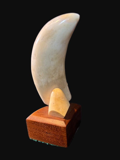 #Scrimshaw Whale Tooth – Sailor Climbing Rigging – Signed Martins
