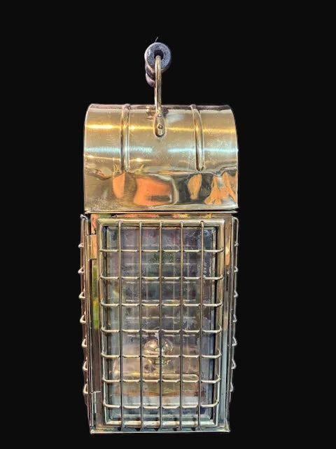 #Heavy Solid Brass Nautical Lantern 15″ – Ship Style Oil Lamp – Maritime Decor - Annapolis Maritime Antiques