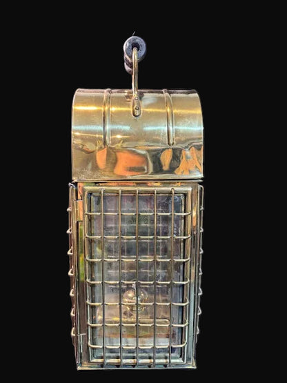 #Heavy Solid Brass Nautical Lantern 15″ – Ship Style Oil Lamp – Maritime Decor - Annapolis Maritime Antiques