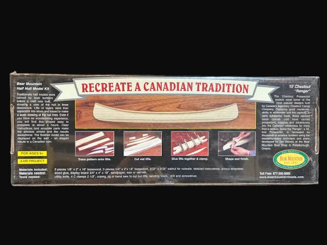 Canadian Canoe Half-Hull Model Project – Bear Mountain Boats – Woodworking Kit