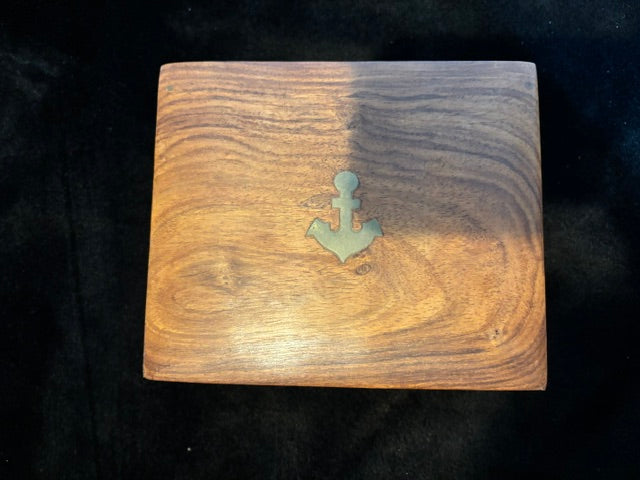 Nautical Sextant in Hardwood Presentation Box with Anchor Inlay