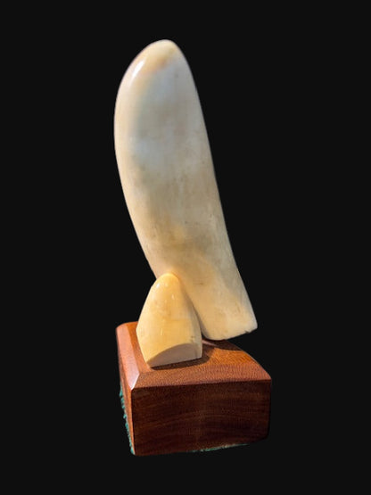 #Scrimshaw Whale Tooth – Sailor Climbing Rigging – Signed Martins