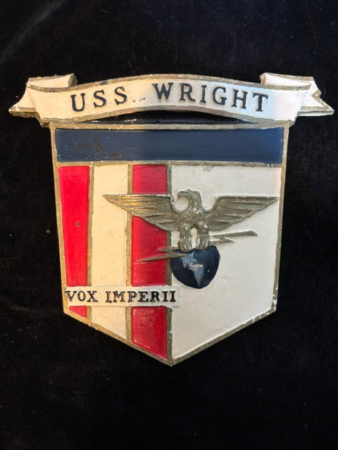 #USS Wright CC-2 "Vox Imperii" Naval Ship Plaque Cold War Command Ship - Annapolis Maritime Antiques
