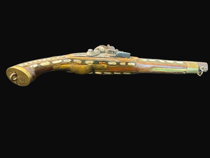 #Ottoman / Balkan Style Flintlock Pistol with Bone Inlay Decoration - Annapolis Maritime Antiques