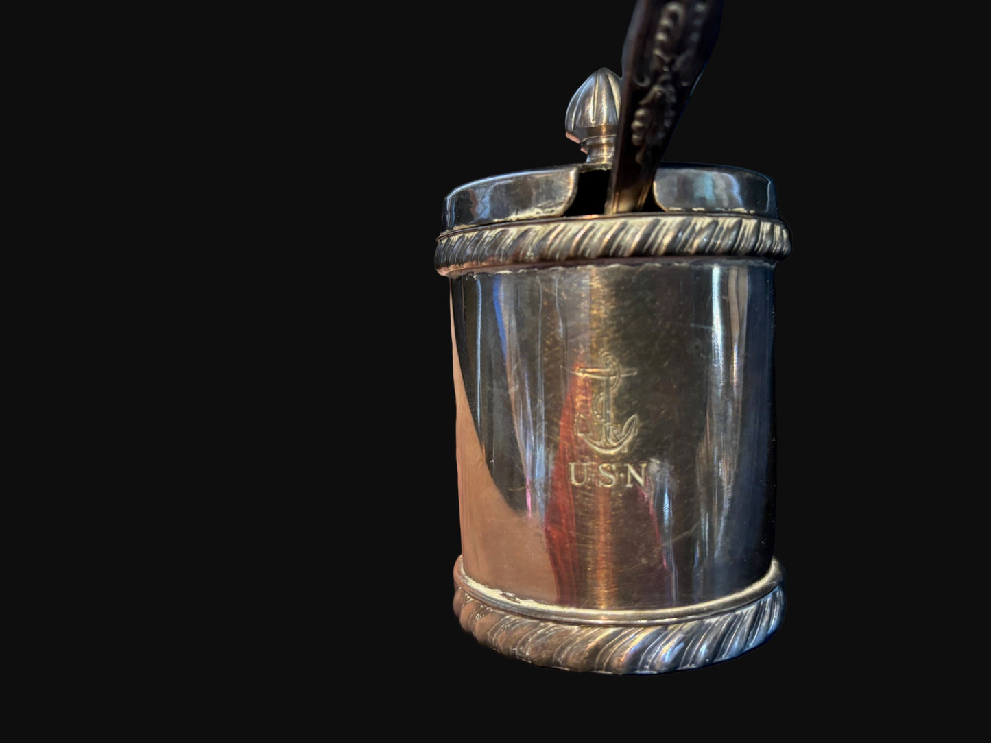 WWII U.S. Navy Silver-Plated Mustard/Condiment Pot with Spoon – International Silver Co.