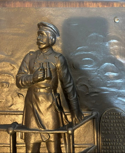 #Admiral Dewey Manila Bay Relief Plaque – Spanish American War Naval Commemorative Wall Art - Annapolis Maritime Antiques