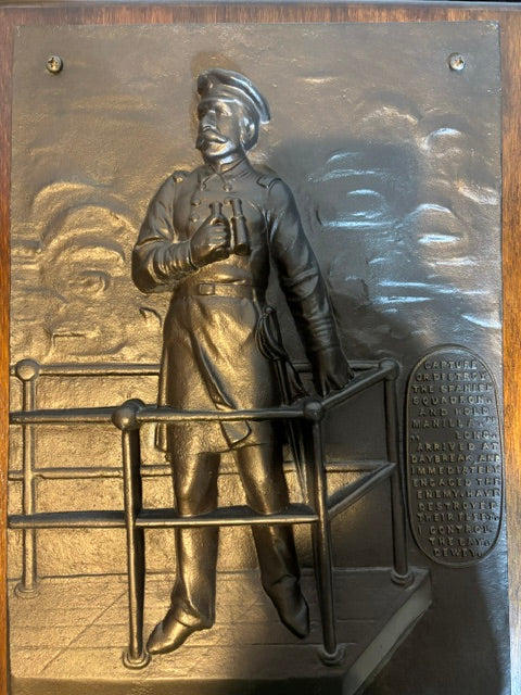 #Admiral Dewey Manila Bay Relief Plaque – Spanish American War Naval Commemorative Wall Art - Annapolis Maritime Antiques