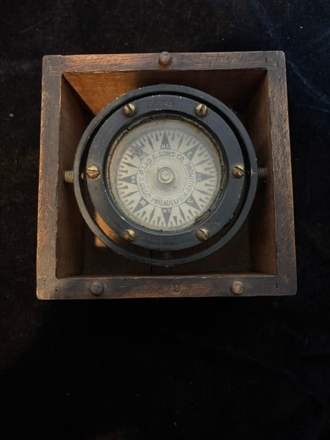 #ADD VENDOR John E. Hand & Sons Marine Compass Philadelphia Baltimore Nautical Navigation Instrument - Annapolis Maritime Antiques