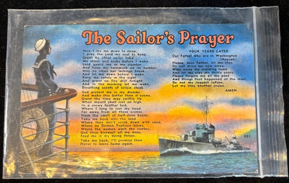 WWII Era Postcard – The Sailor’s Prayer – Vintage Naval Patriotic Ephemera