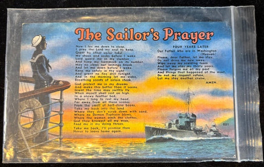 #WWII Era Postcard – The Sailor’s Prayer – Vintage Naval Patriotic Ephemera