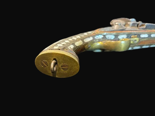 #Ottoman / Balkan Style Flintlock Pistol with Bone Inlay Decoration - Annapolis Maritime Antiques