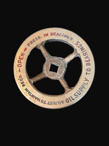 #Industrial Brass Valve Handwheel – Machined 4-Spoke Valve Wheel – Industrial Decor - Annapolis Maritime Antiques