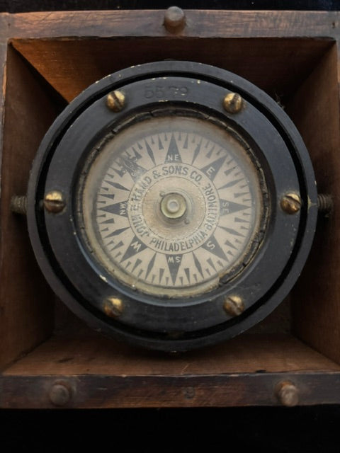 #ADD VENDOR John E. Hand & Sons Marine Compass Philadelphia Baltimore Nautical Navigation Instrument - Annapolis Maritime Antiques