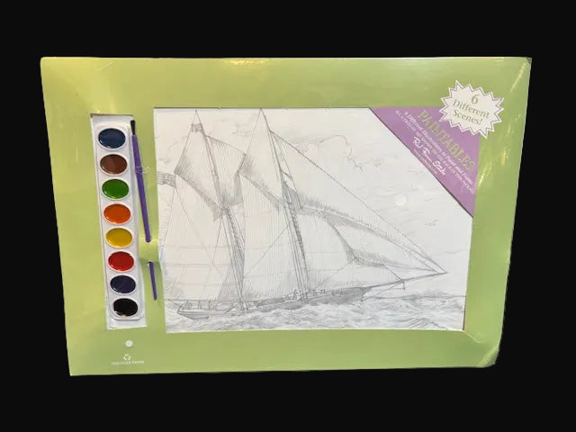 Paintables Watercolor Painting Set – Sailing Ship Scene – Pre-Drawn Art Kit - Annapolis Maritime Antiques