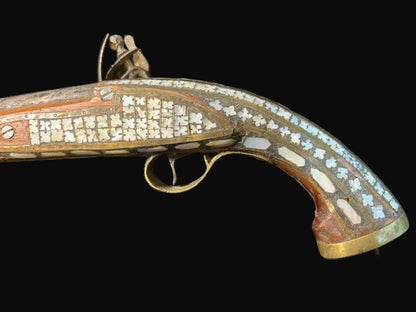 #Ottoman / Balkan Style Flintlock Pistol with Bone Inlay Decoration - Annapolis Maritime Antiques