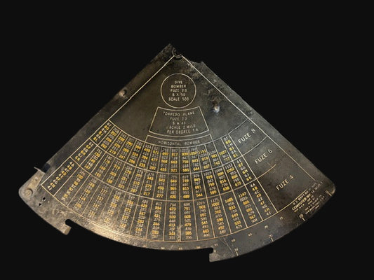 #WWII U.S. Navy Bombing Data Computer Plate – Dive / Torpedo / Horizontal Bomber Fuze Calculator