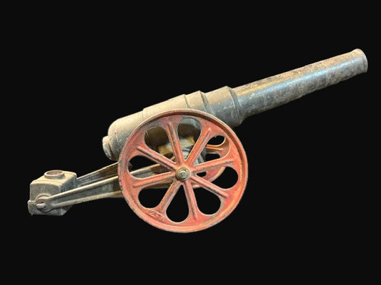 #16″ Cast Iron Toy Cannon – Original Paint – Early 1900s Military Toy - Annapolis Maritime Antiques