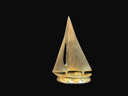 #Sailboat Paperweight Nautical Desk Decor with Felt Base - Solid Brass - Annapolis Maritime Antiques