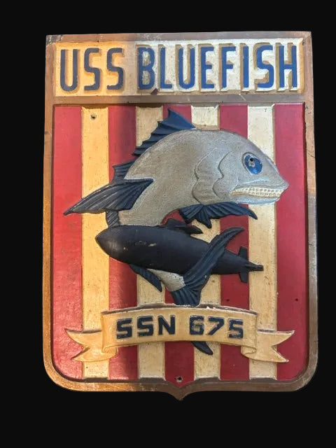 #USS Bluefish SSN-675 Submarine Plaque Sturgeon Class U.S. Navy - Annapolis Maritime Antiques